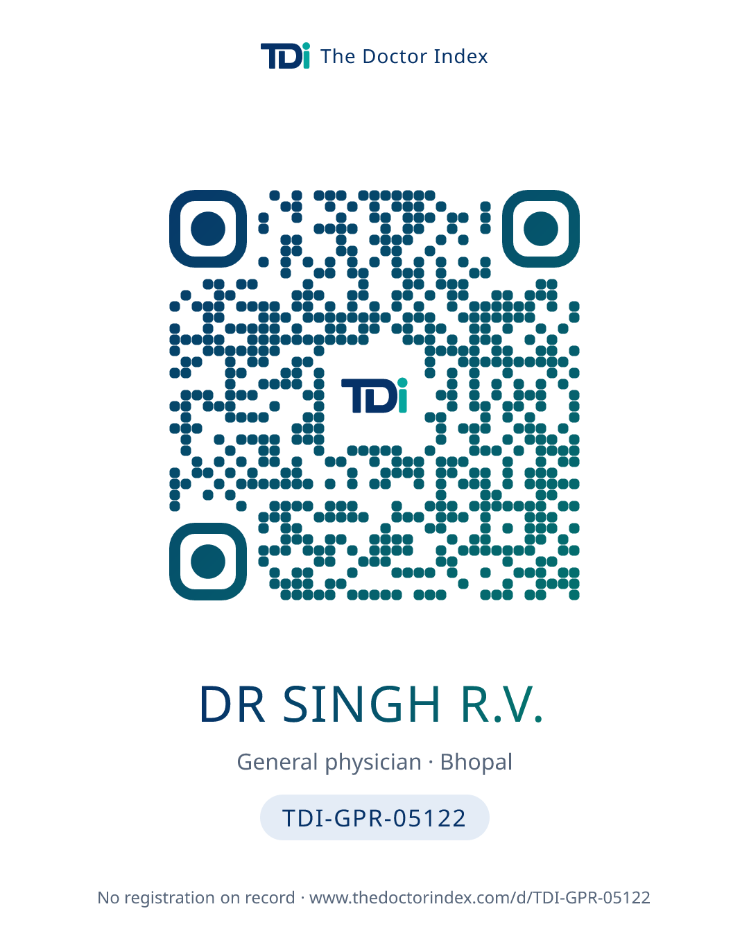 QR card for Dr Singh R.V., TDI-GPR-05122