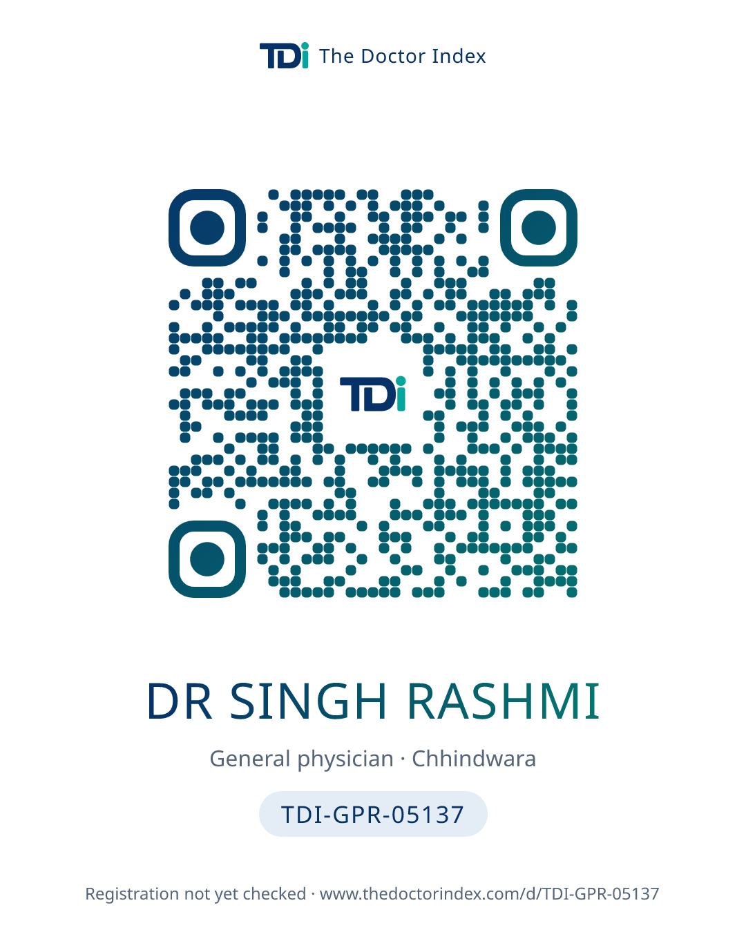 QR card for Dr Singh Rashmi, TDI-GPR-05137
