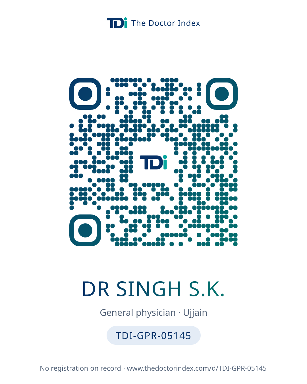 QR card for Dr Singh S.K., TDI-GPR-05145
