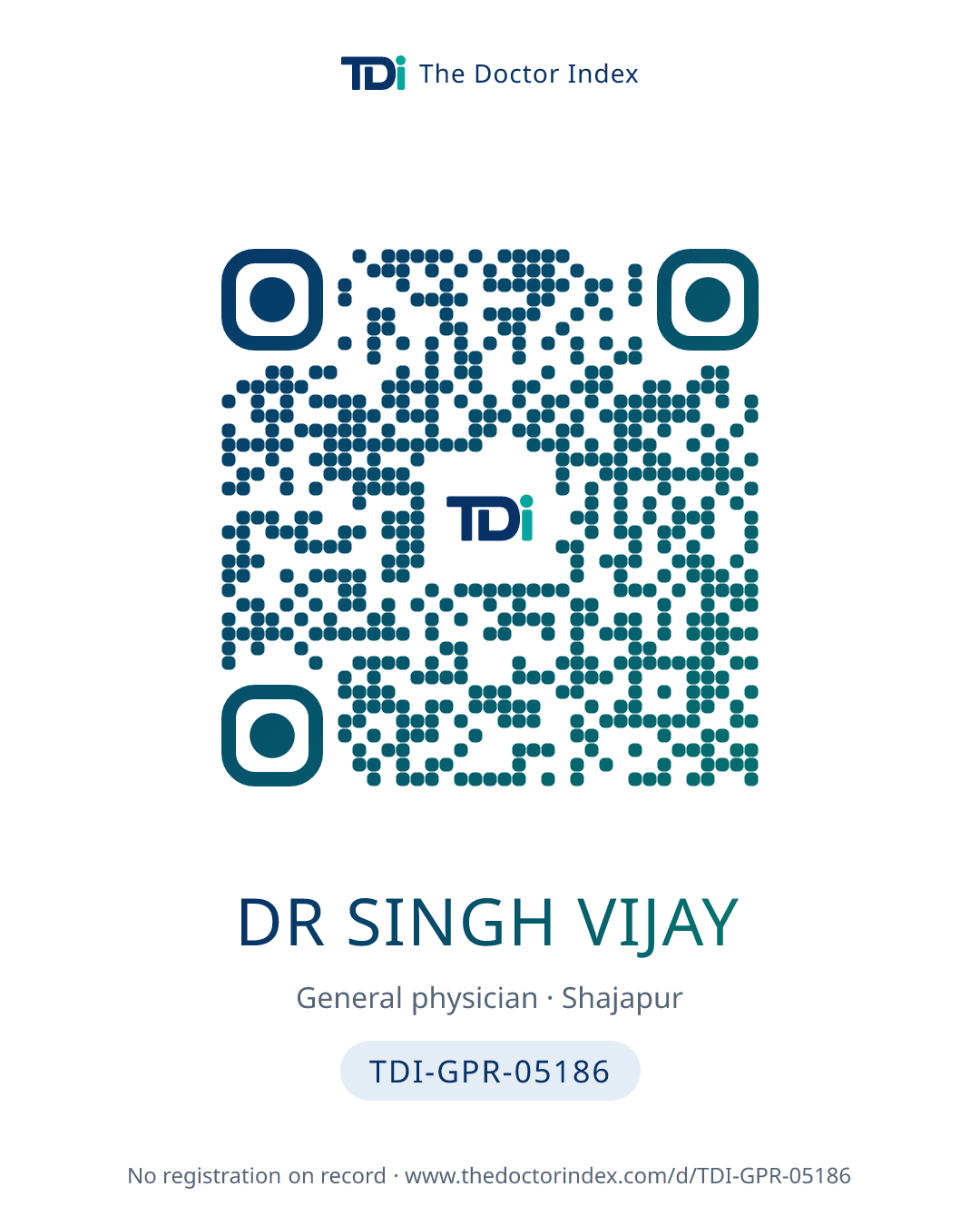 QR card for Dr Singh Vijay, TDI-GPR-05186