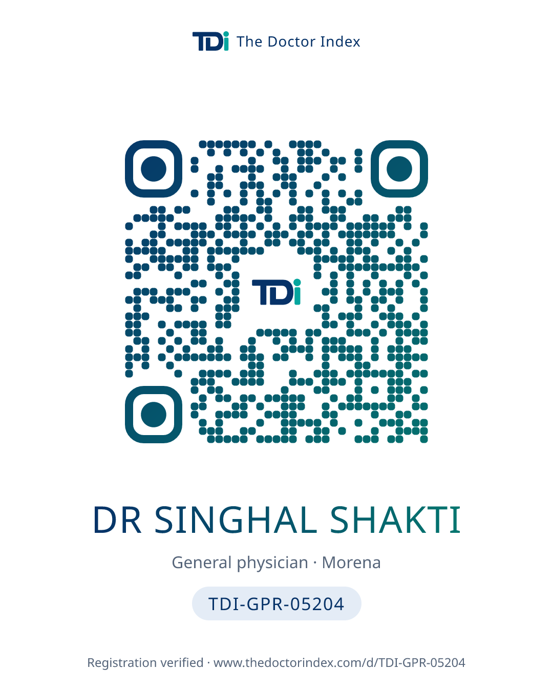 QR card for Dr Singhal Shakti, TDI-GPR-05204