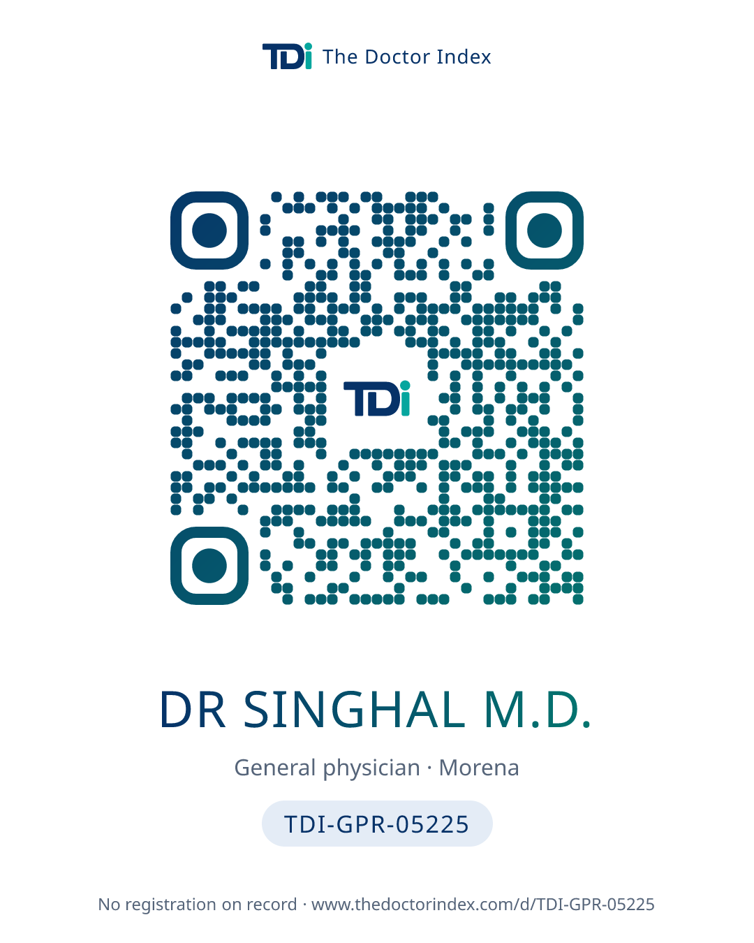 QR card for Dr Singhal M.D., TDI-GPR-05225
