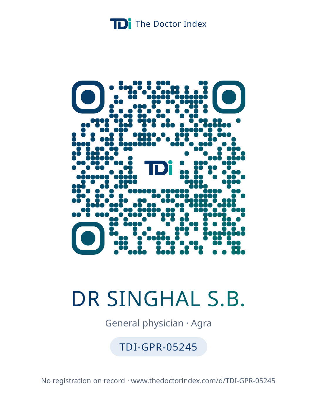 QR card for Dr Singhal S.B., TDI-GPR-05245