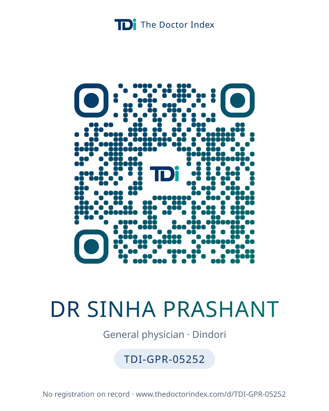 QR card for Dr Sinha Prashant, TDI-GPR-05252