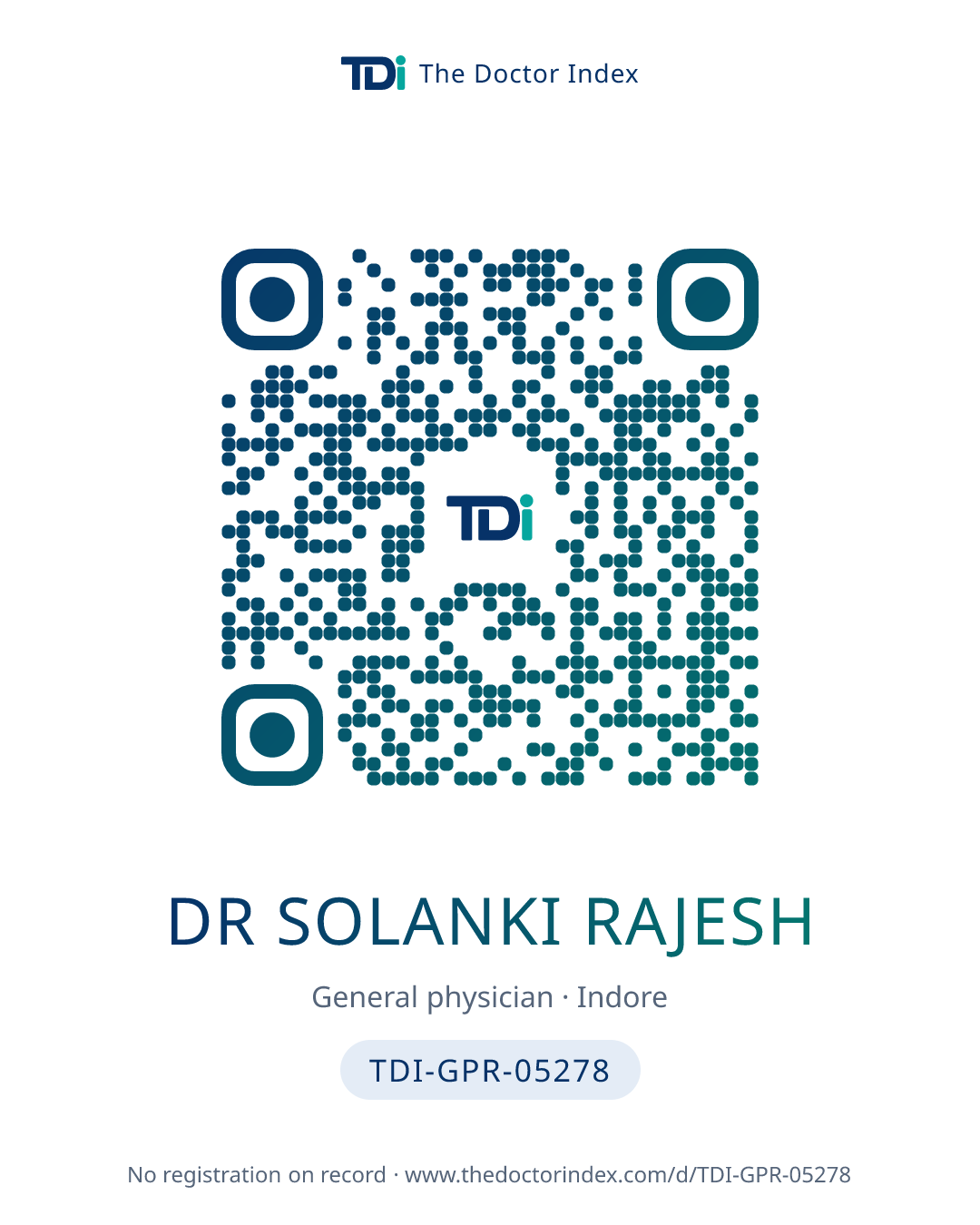 QR card for Dr Solanki Rajesh, TDI-GPR-05278