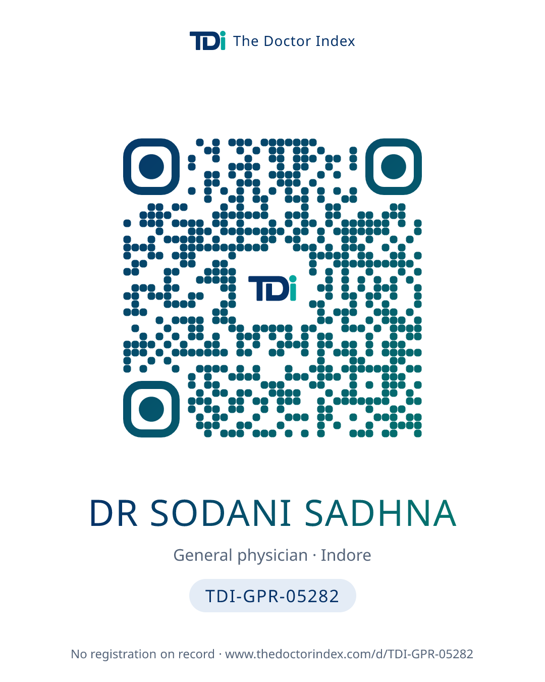 QR card for Dr Sodani Sadhna, TDI-GPR-05282