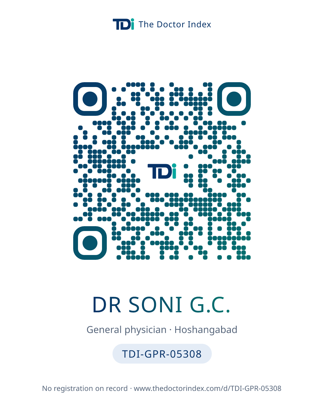 QR card for Dr Soni G.C., TDI-GPR-05308