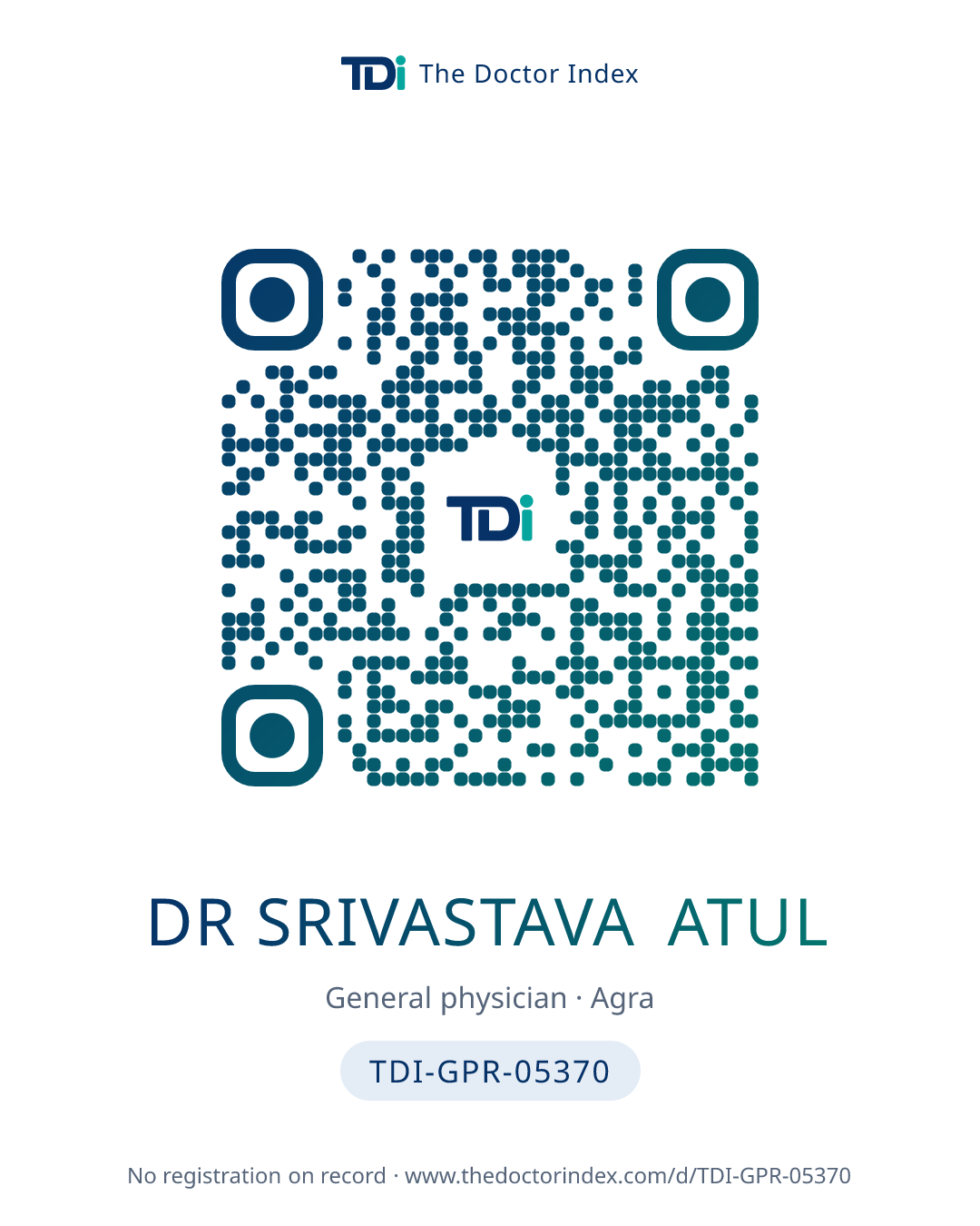QR card for Dr Srivastava Atul, TDI-GPR-05370