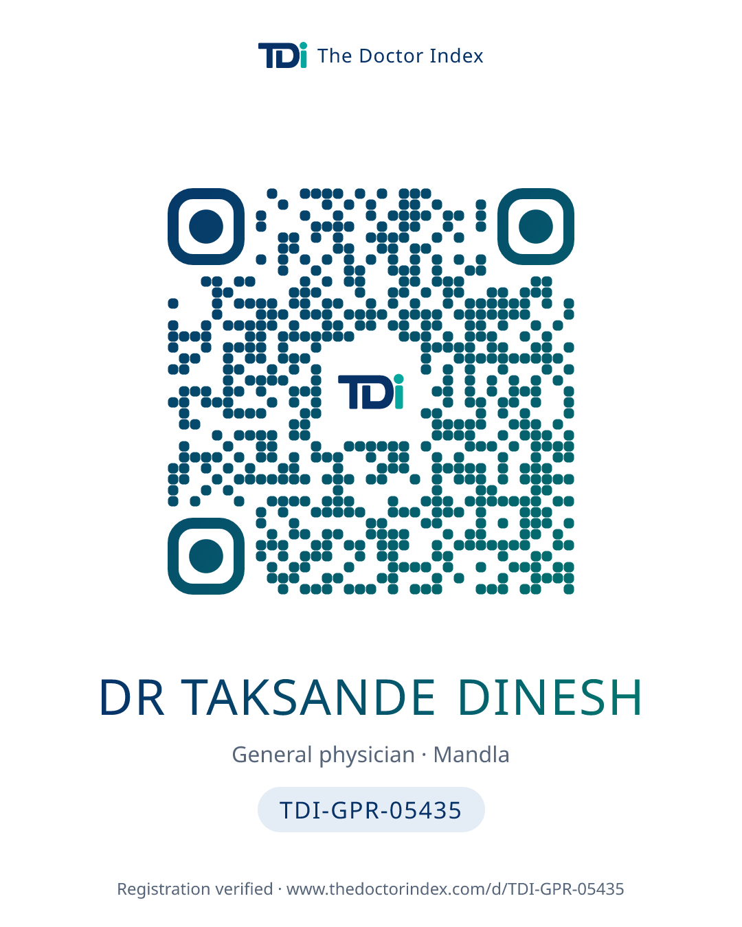 QR card for Dr Taksande Dinesh, TDI-GPR-05435