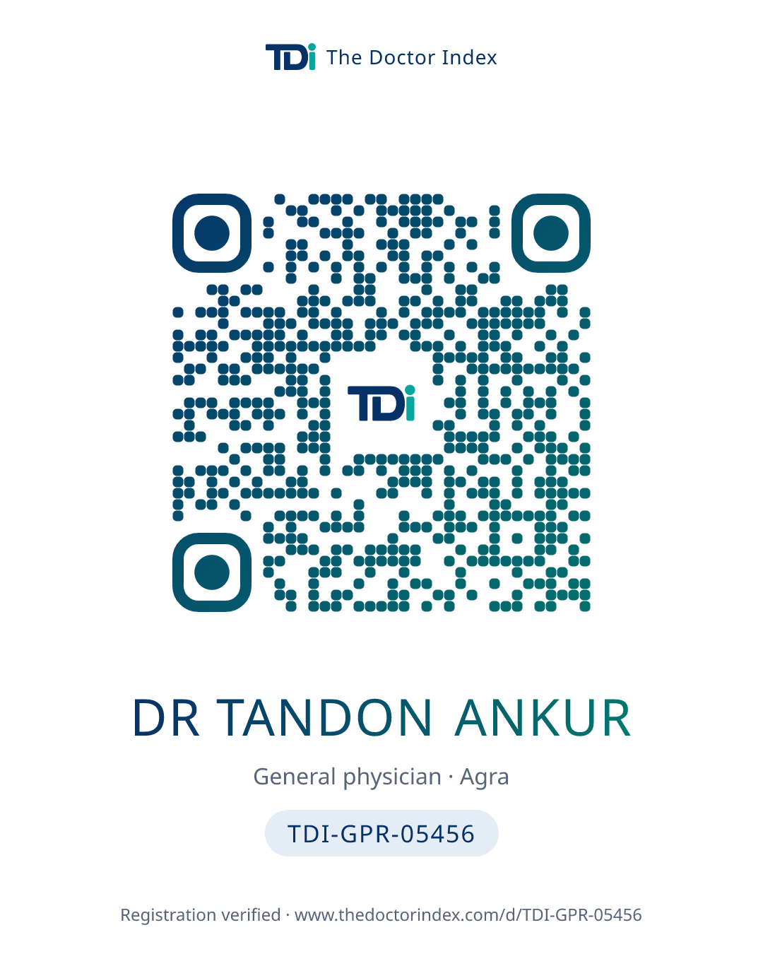 QR card for Dr Tandon Ankur, TDI-GPR-05456