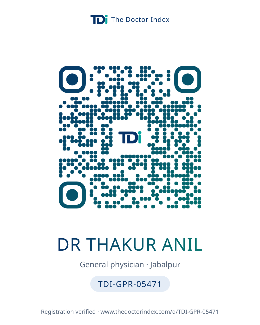 QR card for Dr Thakur Anil, TDI-GPR-05471