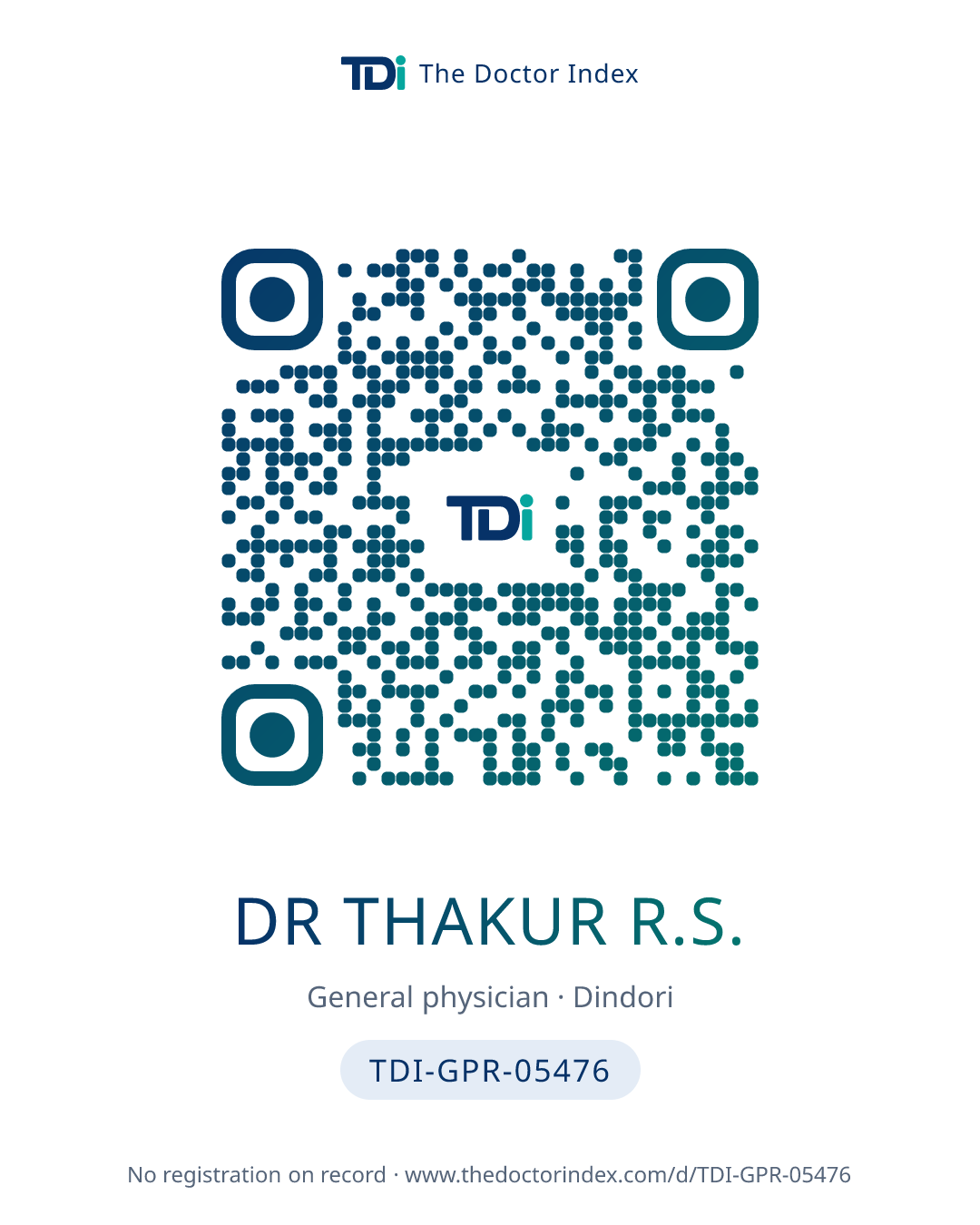 QR card for Dr Thakur R.S., TDI-GPR-05476