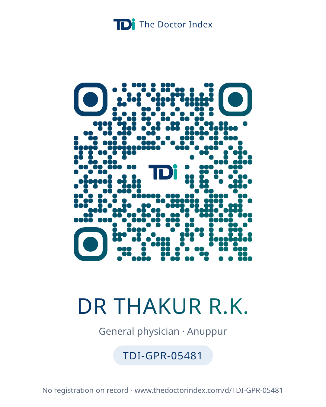 QR card for Dr Thakur R.K., TDI-GPR-05481