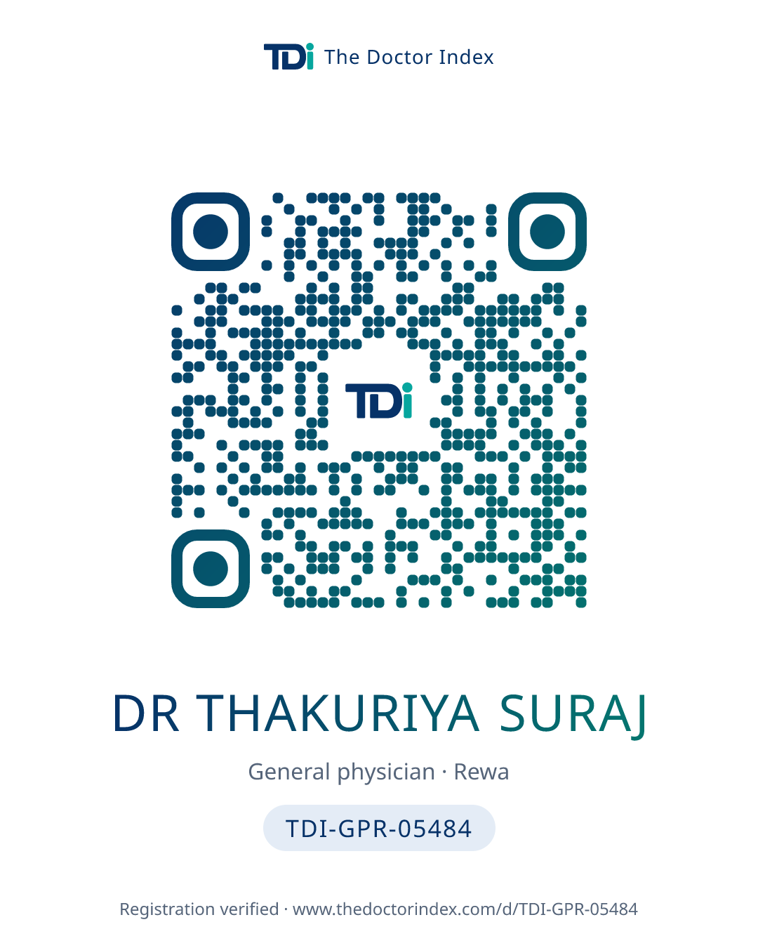 QR card for Dr Thakuriya Suraj, TDI-GPR-05484