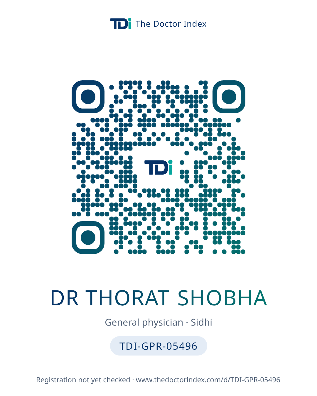 QR card for Dr Thorat Shobha, TDI-GPR-05496