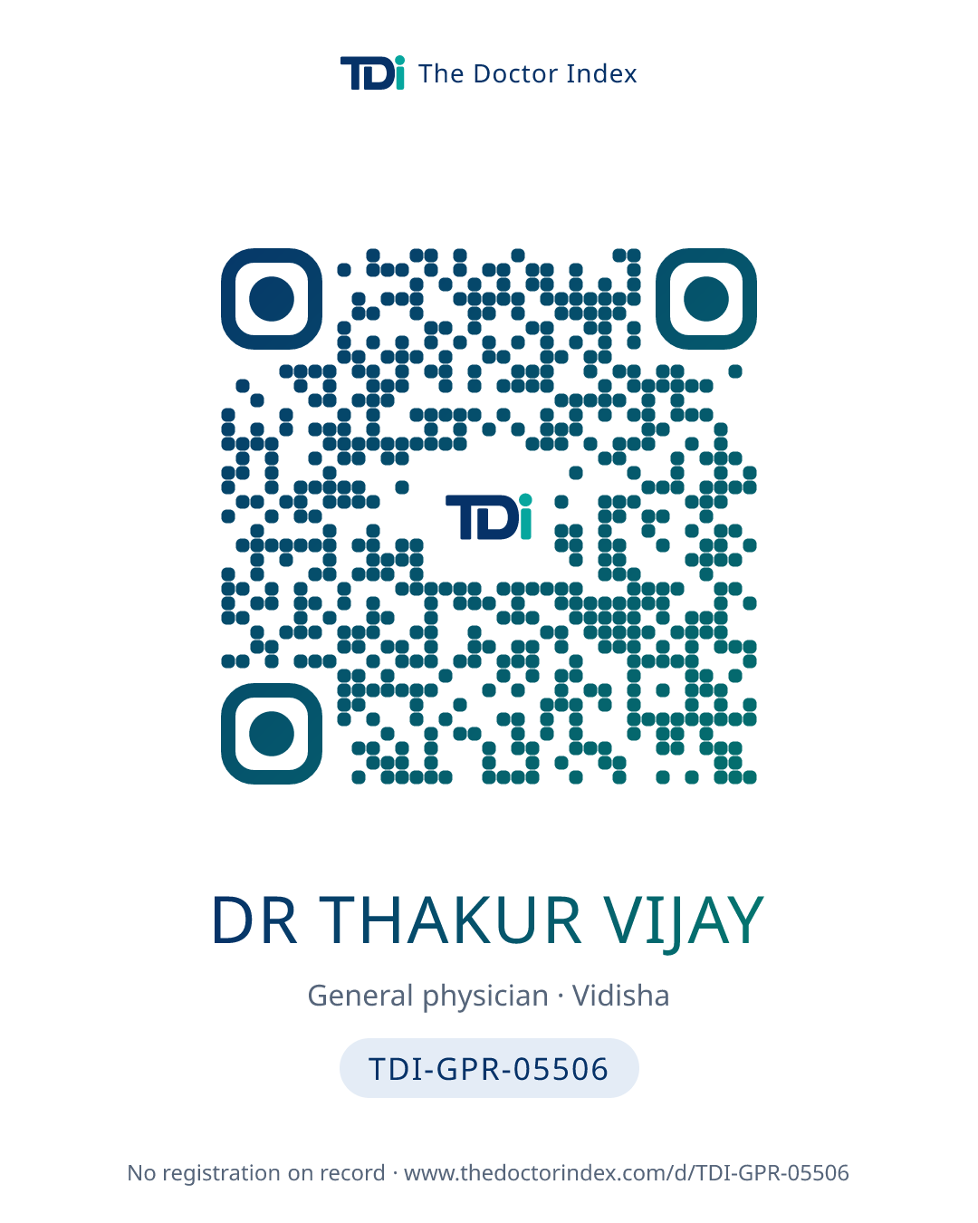 QR card for Dr Thakur Vijay, TDI-GPR-05506