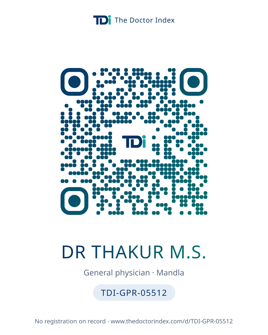 QR card for Dr Thakur M.S., TDI-GPR-05512