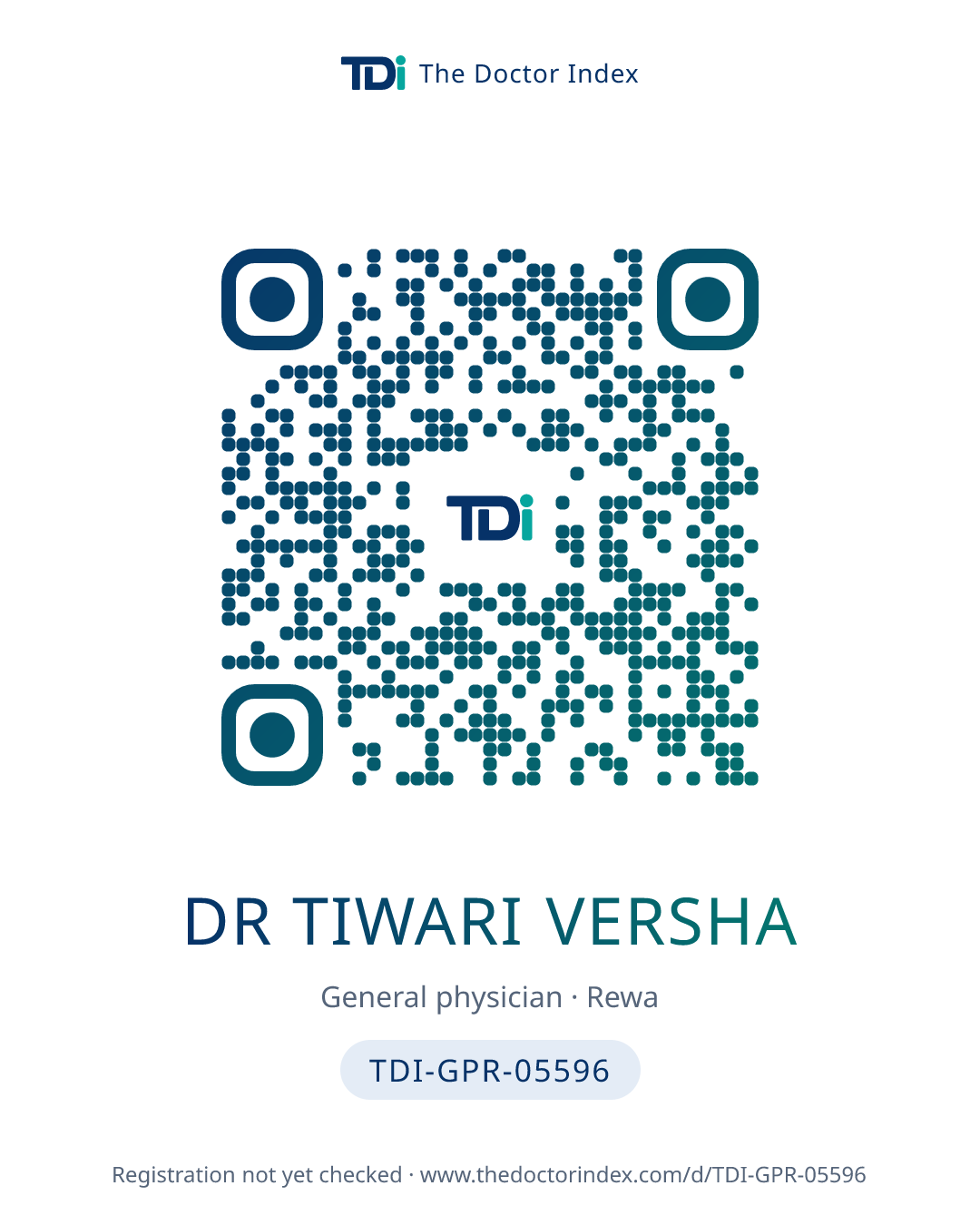 QR card for Dr Tiwari Versha, TDI-GPR-05596