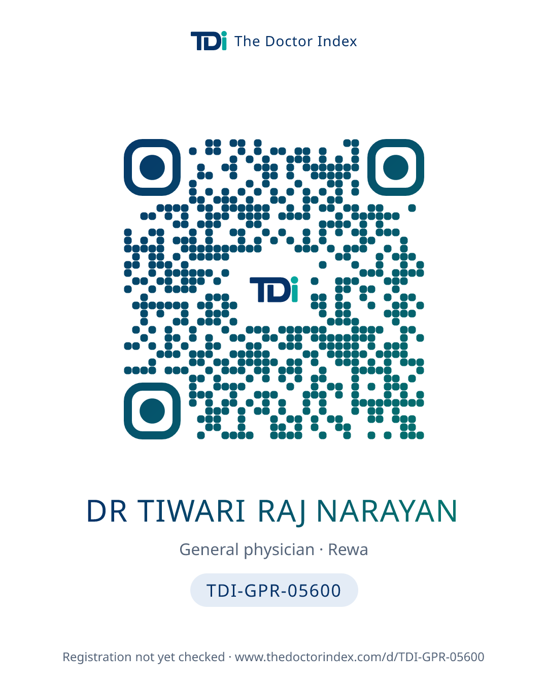 QR card for Dr Tiwari Raj Narayan, TDI-GPR-05600