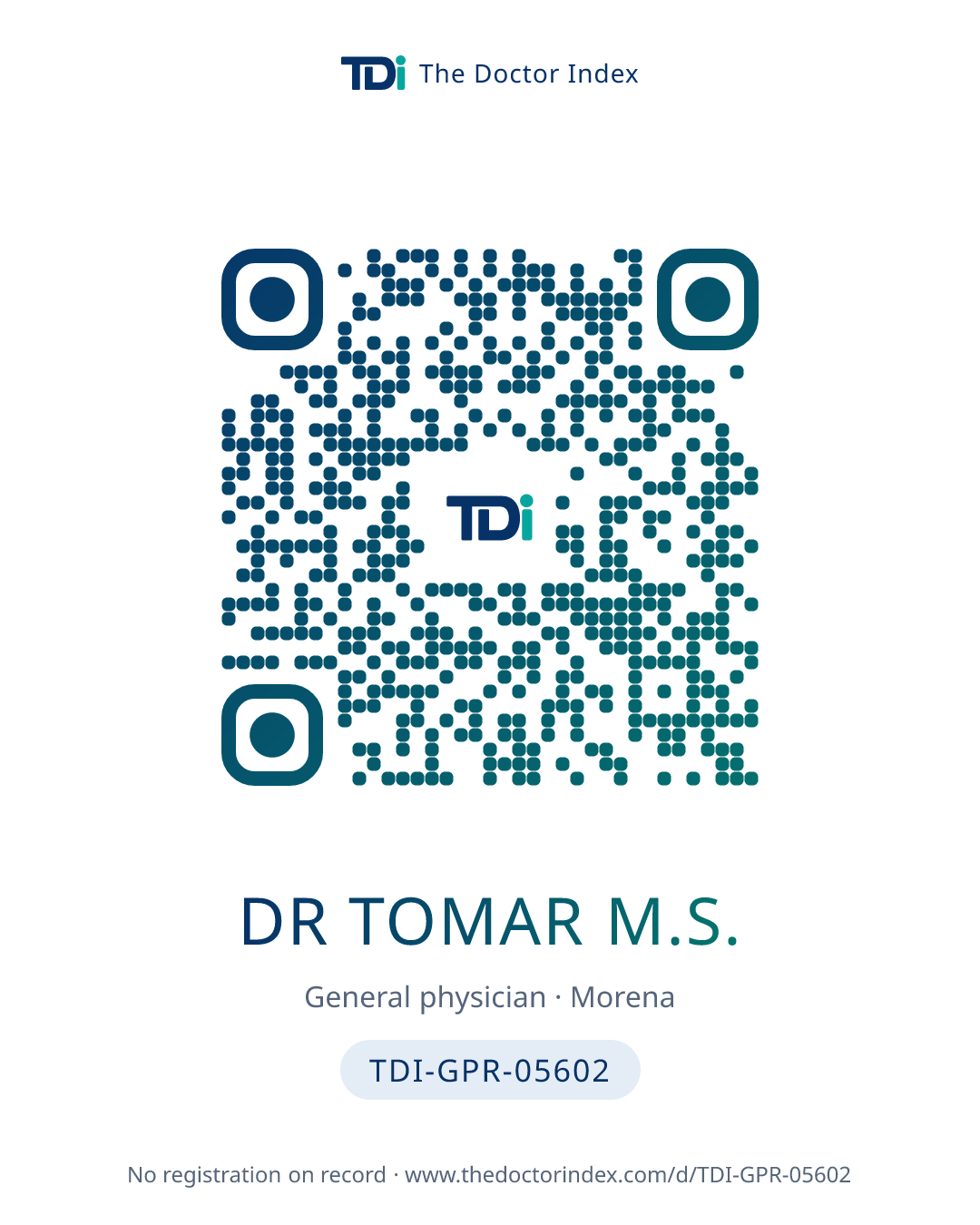 QR card for Dr Tomar M.S., TDI-GPR-05602