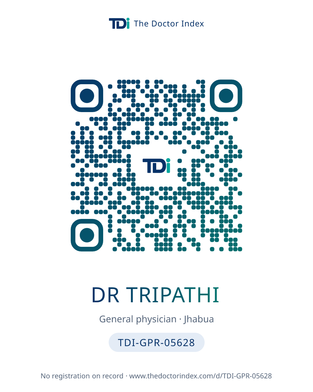 QR card for Dr Tripathi, TDI-GPR-05628