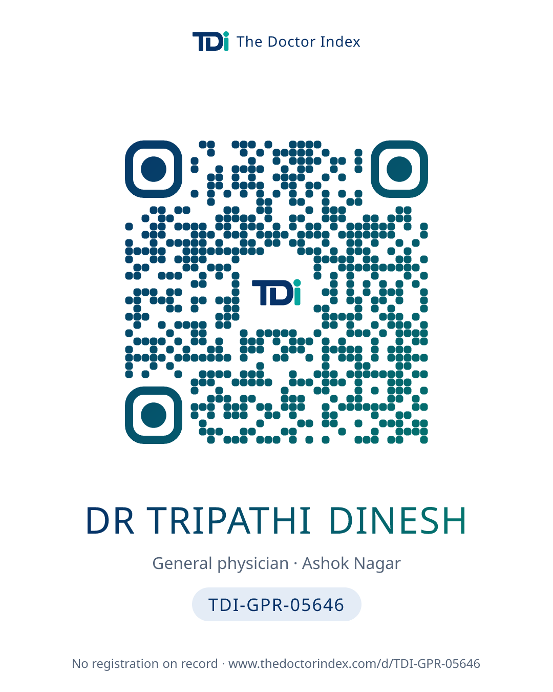QR card for Dr Tripathi Dinesh, TDI-GPR-05646