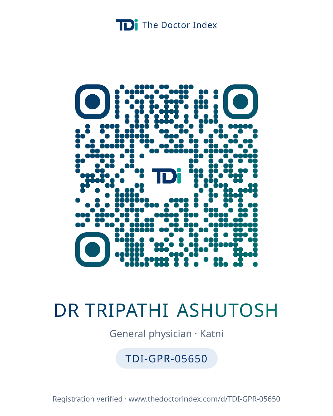 QR card for Dr Tripathi Ashutosh, TDI-GPR-05650