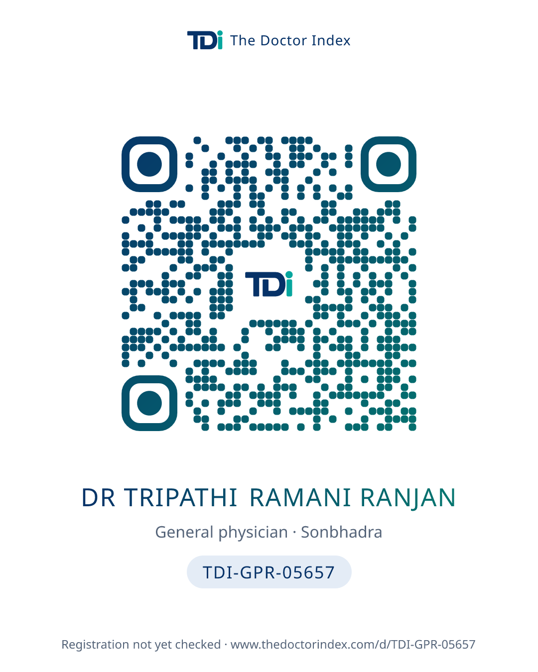 QR card for Dr Tripathi Ramani Ranjan, TDI-GPR-05657