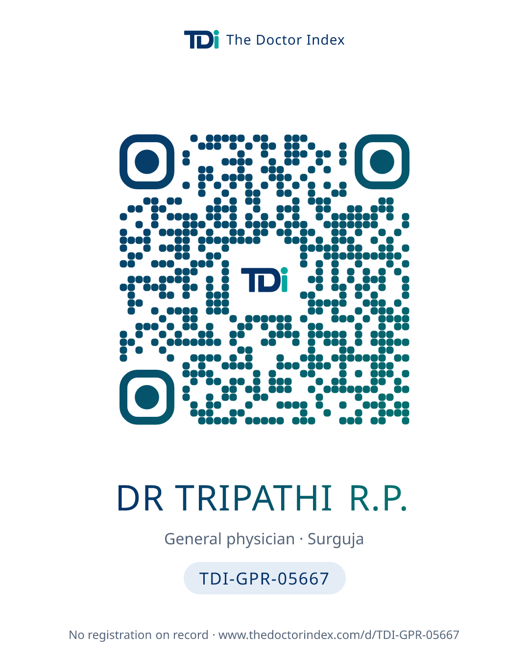 QR card for Dr Tripathi R.P., TDI-GPR-05667