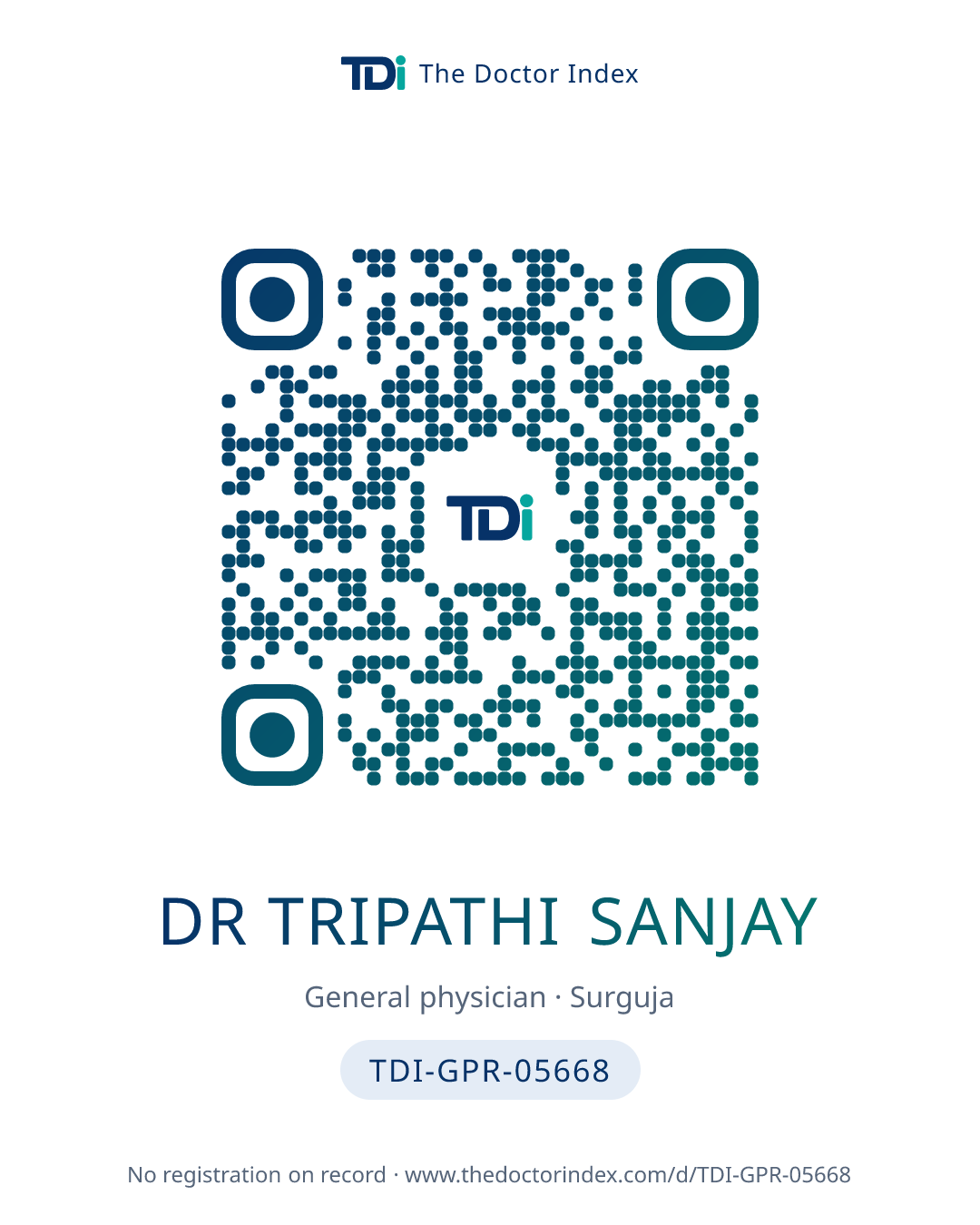 QR card for Dr Tripathi Sanjay, TDI-GPR-05668