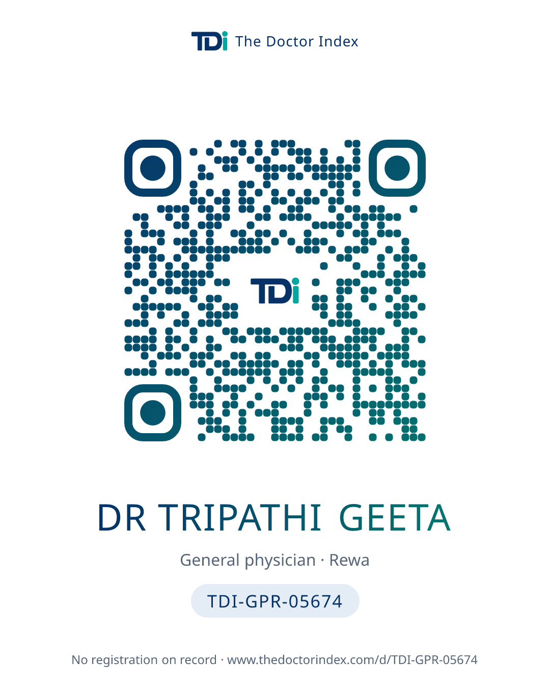 QR card for Dr Tripathi Geeta, TDI-GPR-05674