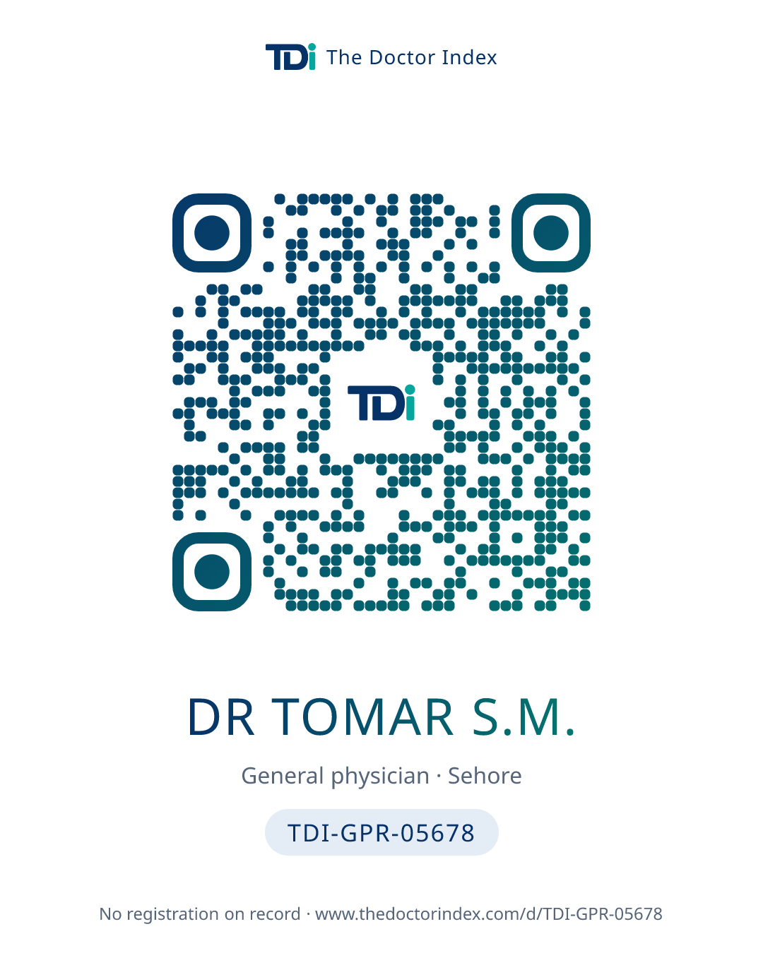 QR card for Dr Tomar S.M., TDI-GPR-05678