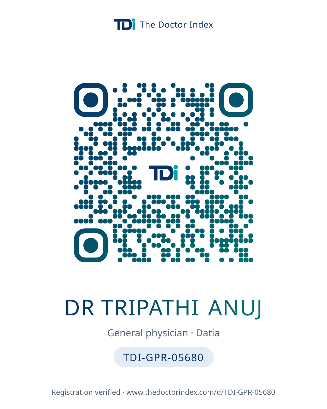 QR card for Dr Tripathi Anuj, TDI-GPR-05680
