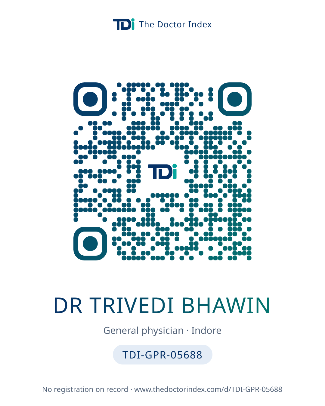 QR card for Dr Trivedi Bhawin, TDI-GPR-05688