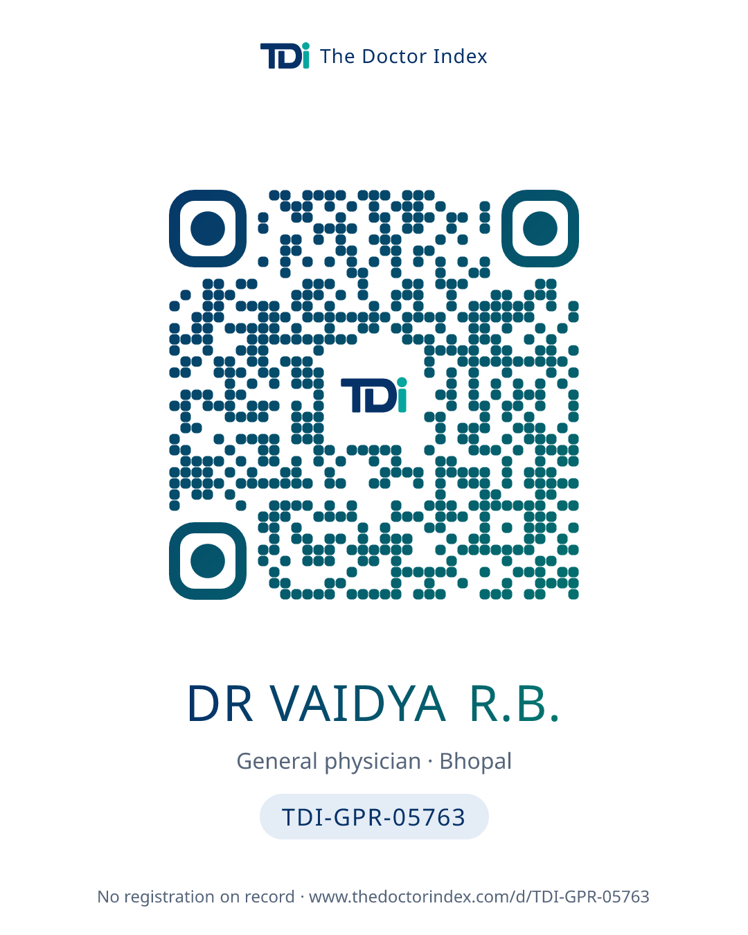 QR card for Dr Vaidya R.B., TDI-GPR-05763