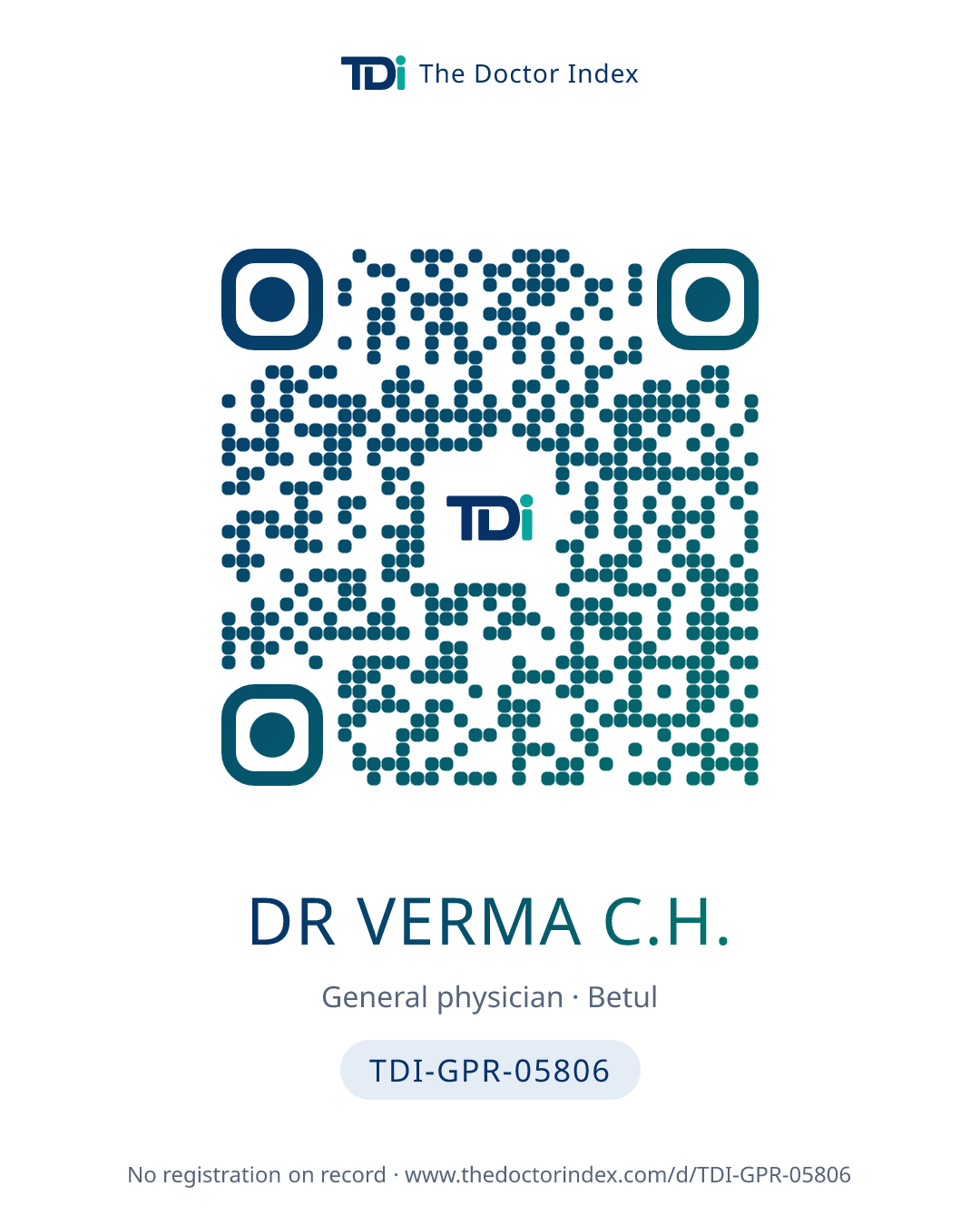 QR card for Dr Verma C.H., TDI-GPR-05806