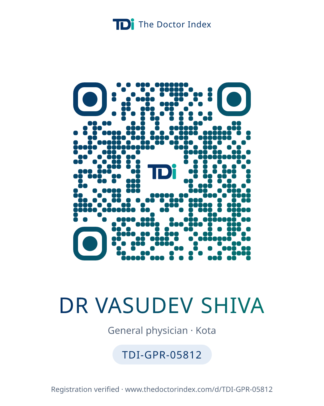 QR card for Dr Vasudev Shiva, TDI-GPR-05812