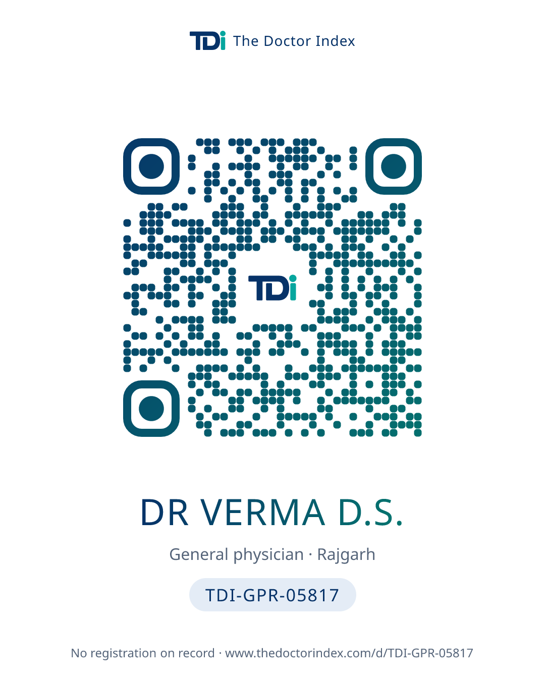 QR card for Dr Verma D.S., TDI-GPR-05817