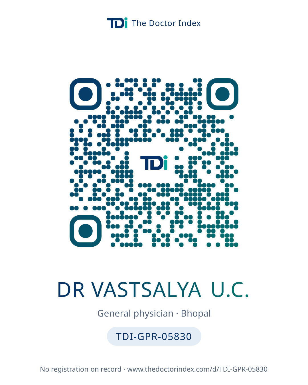 QR card for Dr Vastsalya U.C., TDI-GPR-05830