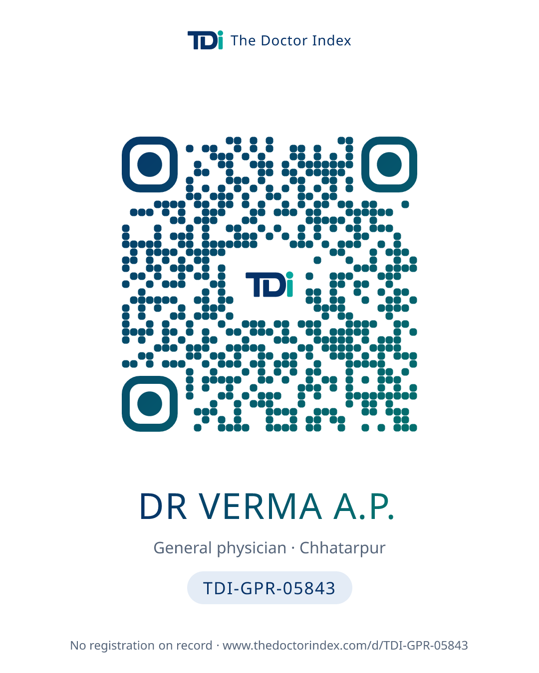 QR card for Dr Verma A.P., TDI-GPR-05843