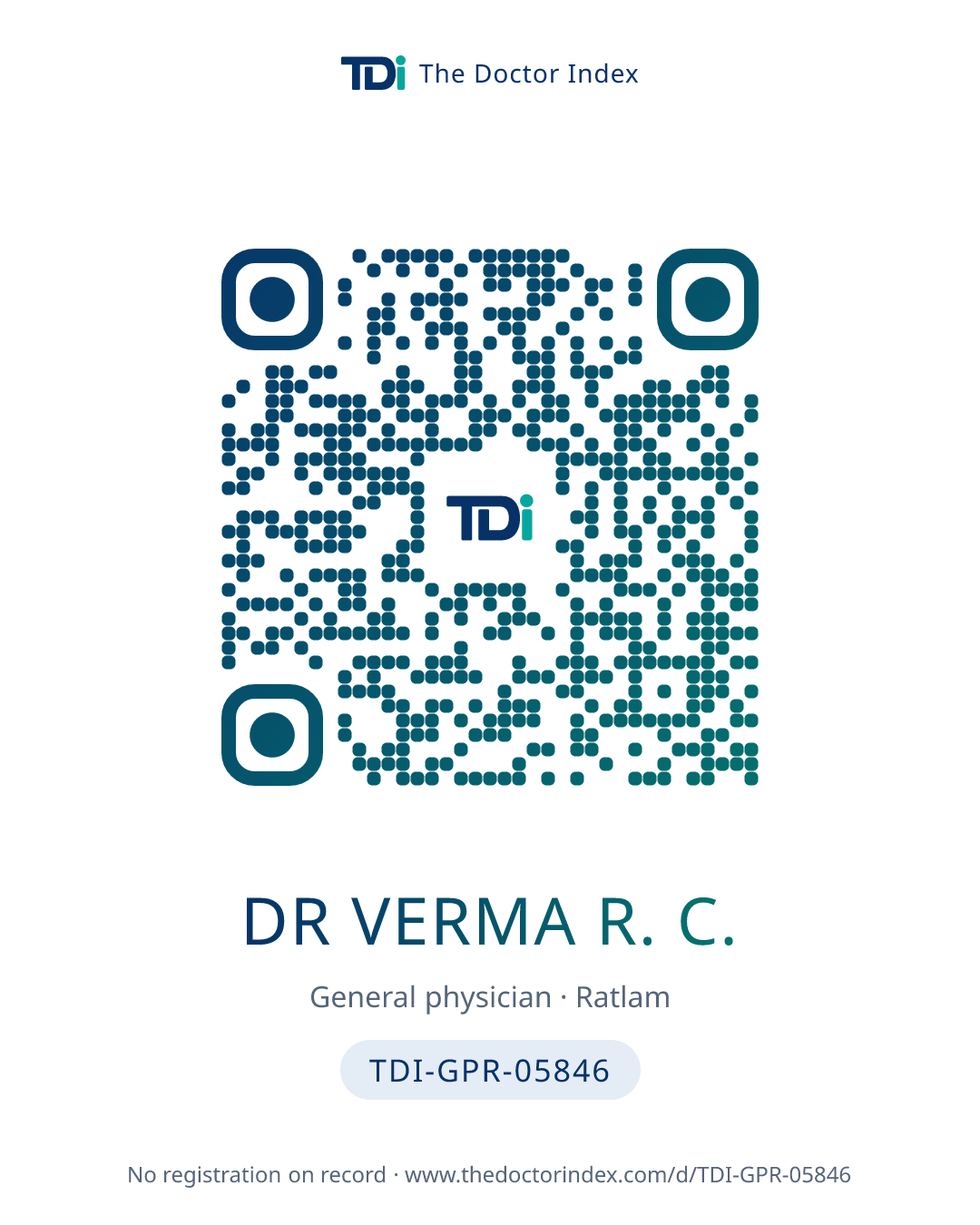 QR card for Dr Verma R. C., TDI-GPR-05846