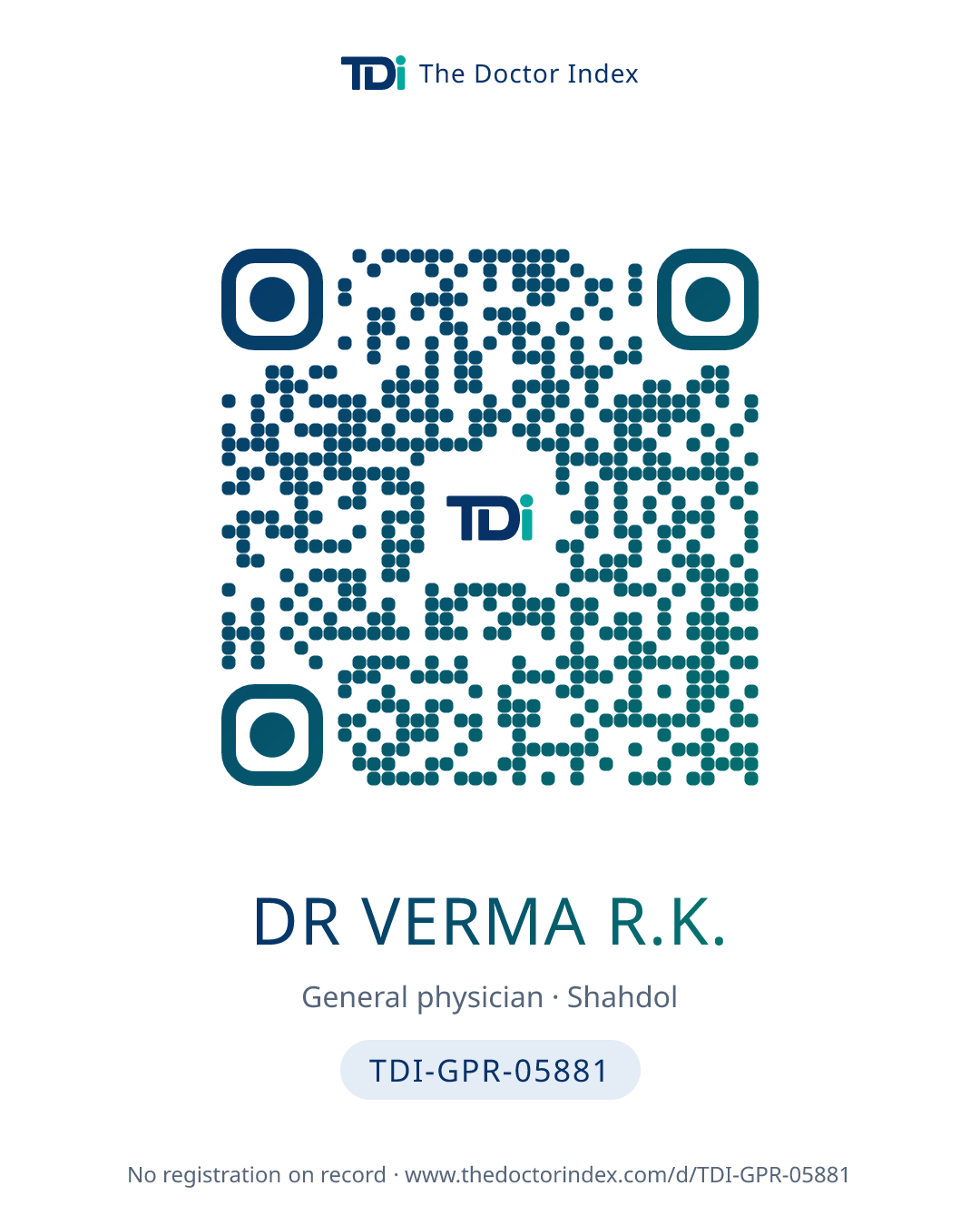 QR card for Dr Verma R.K., TDI-GPR-05881