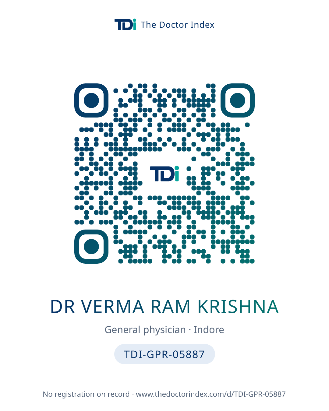 QR card for Dr Verma Ram Krishna, TDI-GPR-05887