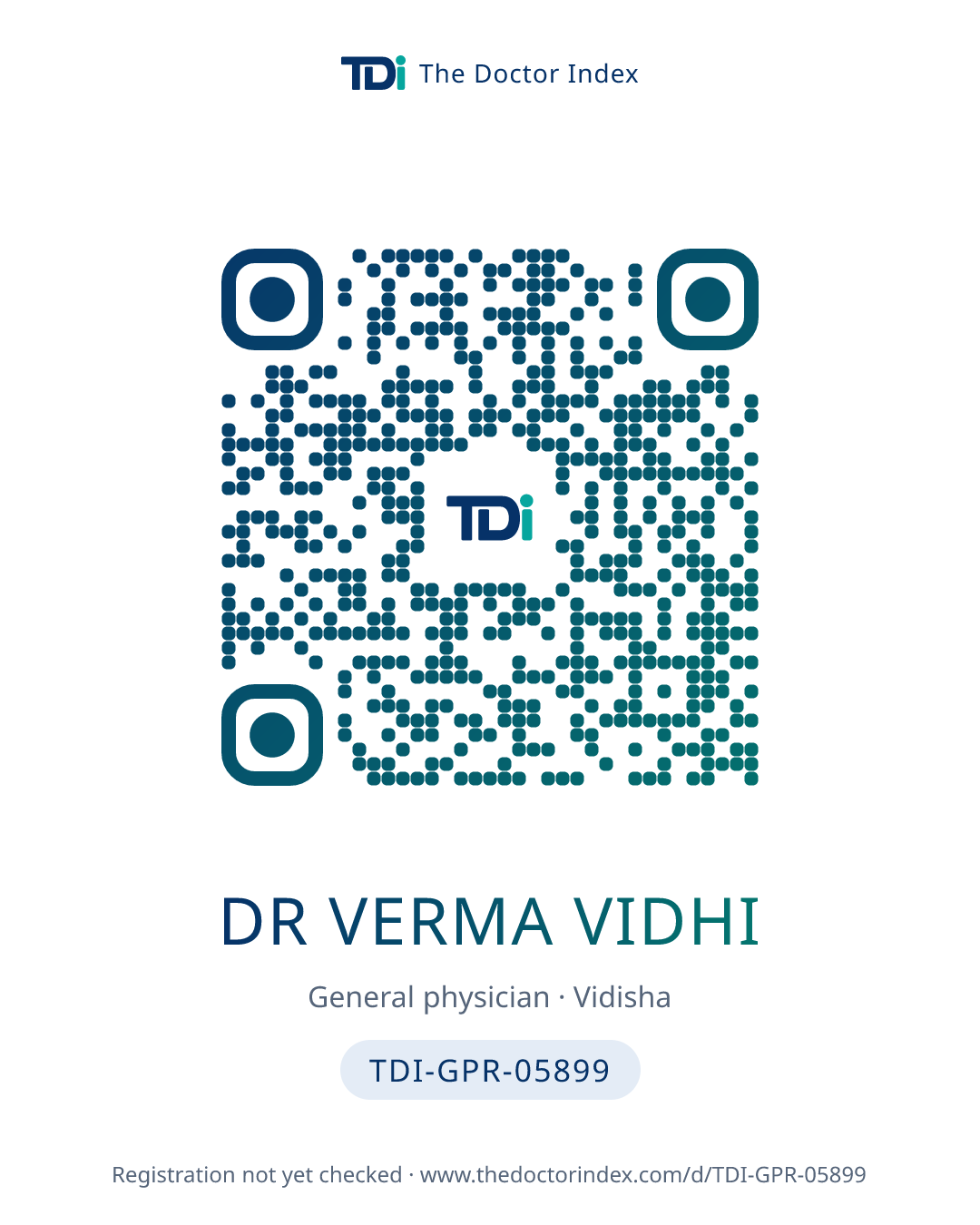 QR card for Dr Verma Vidhi, TDI-GPR-05899