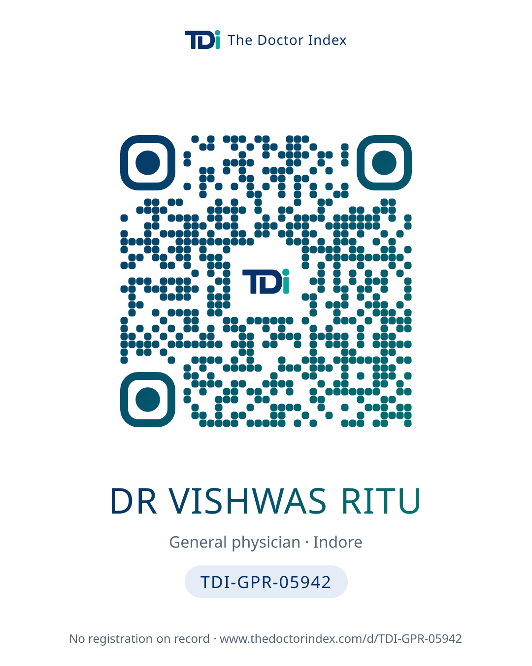 QR card for Dr Vishwas Ritu, TDI-GPR-05942