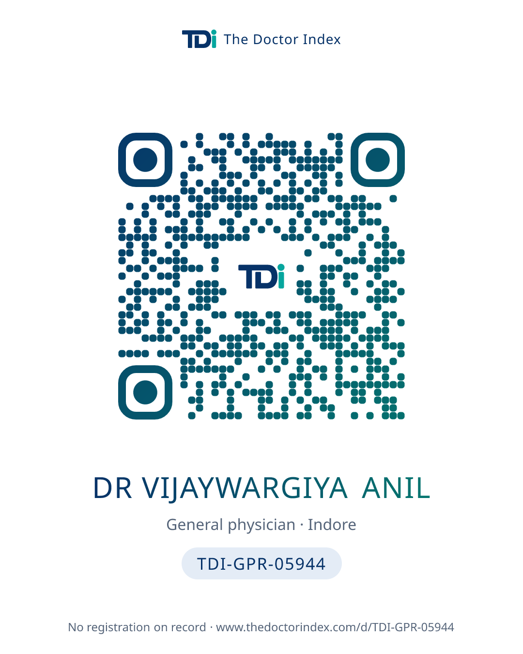 QR card for Dr Vijaywargiya Anil, TDI-GPR-05944