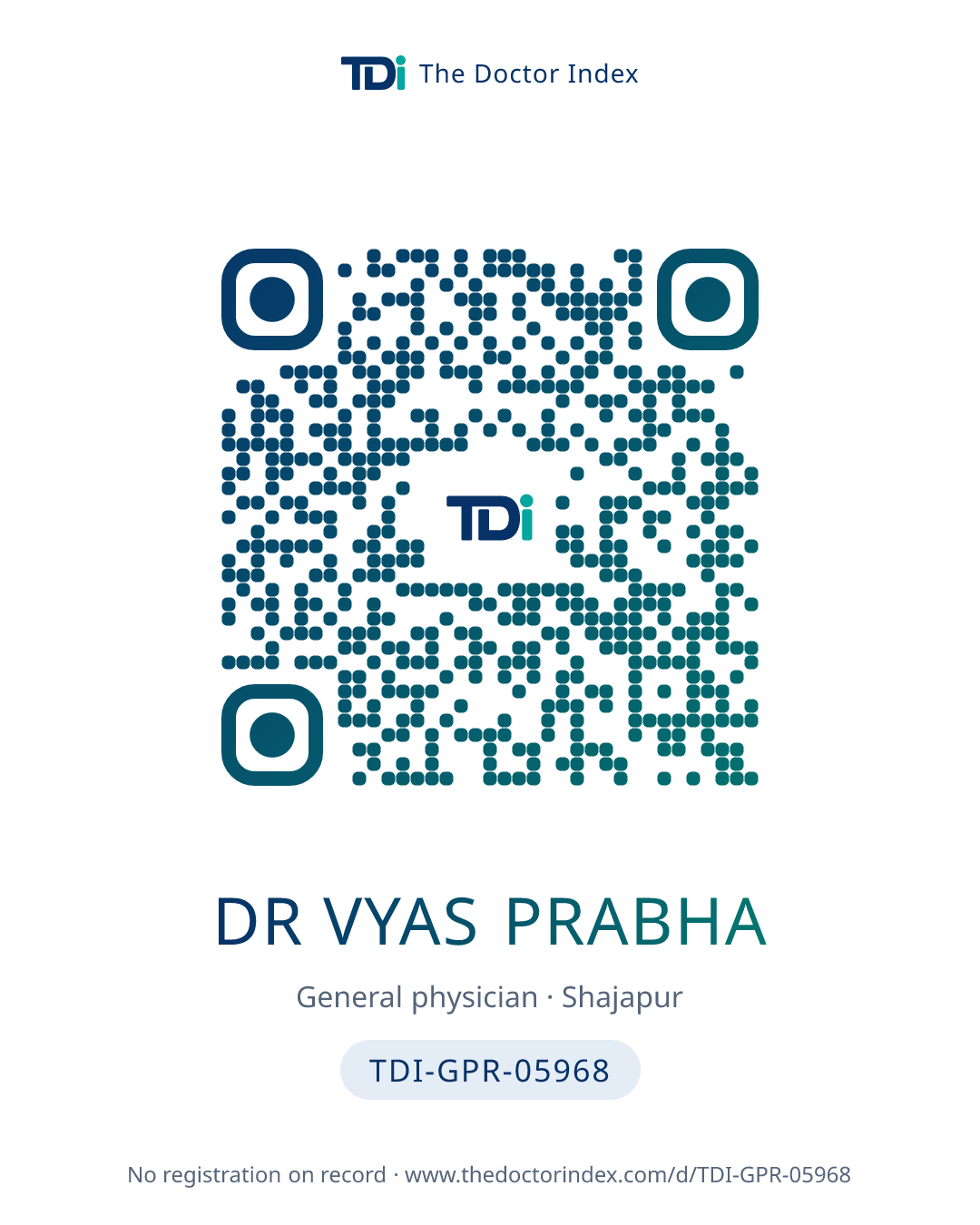 QR card for Dr Vyas Prabha, TDI-GPR-05968