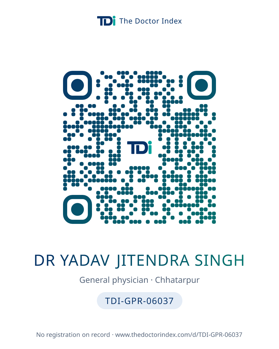 QR card for Dr Yadav Jitendra Singh, TDI-GPR-06037