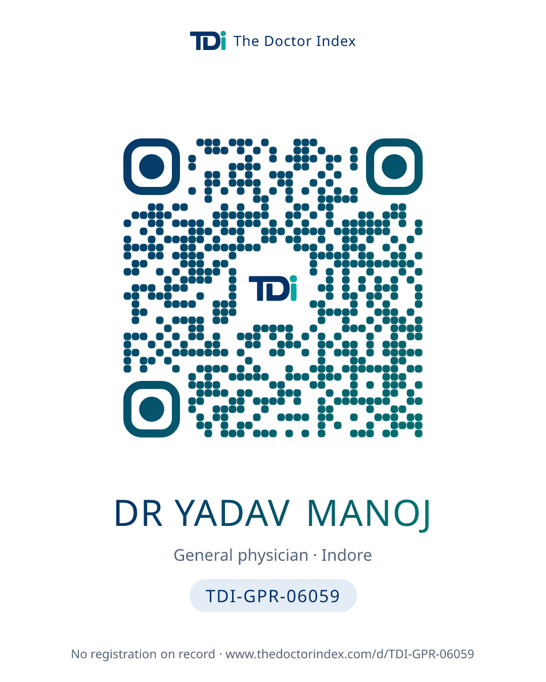 QR card for Dr Yadav Manoj, TDI-GPR-06059