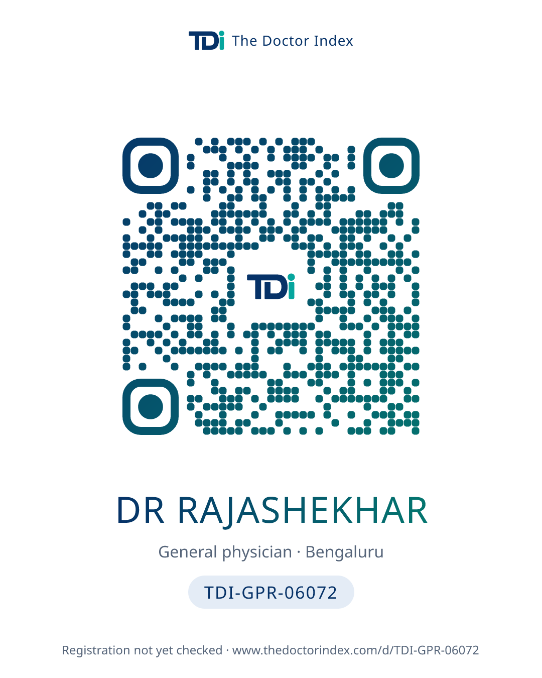 QR card for Dr Rajashekhar, TDI-GPR-06072